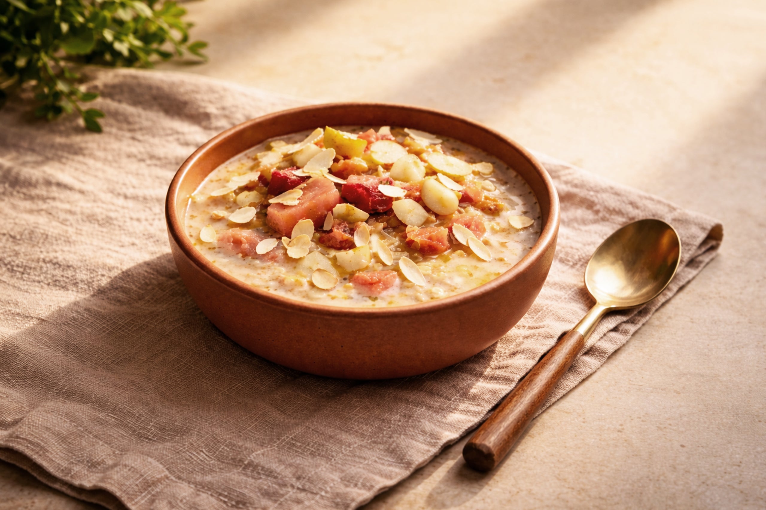 Easy rhubarb overnight oats made with True Biome