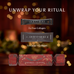 An Ancient + Brave Radiance + Restore Cracker sits below three True Collagen sachets and three Cacao + Collagen sachets against a blurred background of warm lights.