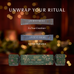 An Ancient + Brave Rise + Recover Cracker displayed with three sachets of True Creatine+, three sachets of True Hydration, and a green luxury wellbeing Christmas cracker decorated with gold foliage.