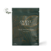 A dark green stand-up pouch of Ancient + Brave True Magnesium+ food supplement, featuring gold geometric line art and white text. A white 'Vegan' logo is visible in the top-left corner of the image.