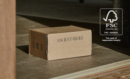 Ancient + Brave cardboard box packaging
