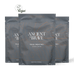 Three stand-up pouches of Ancient + Brave True Creatine+ arranged in a fan shape against a solid black background, with a Vegan logo at the top left.