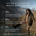 An informational marketing graphic with text about whole body health benefits over a scenic outdoor background of a woman standing in shallow water near reeds.