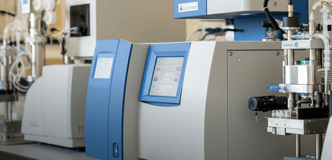 Lab equipment with a computer screen in a laboratory setting