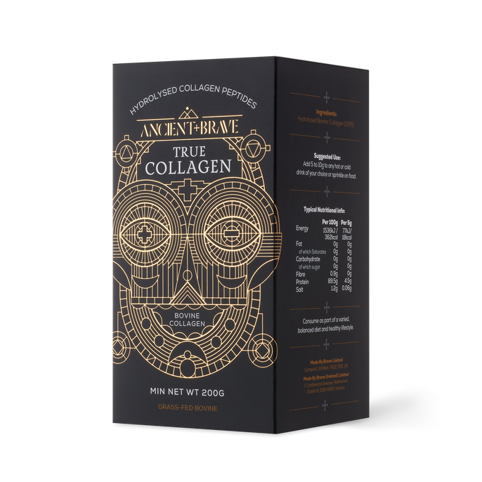 True collagen powder box by Ancient and Brave