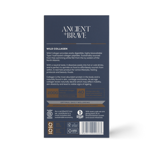 Box of type I hydrolysed marine collagen powder from Ancient and Brave