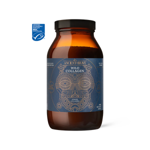 Jar of type I hydrolysed marine collagen powder from Ancient and Brave